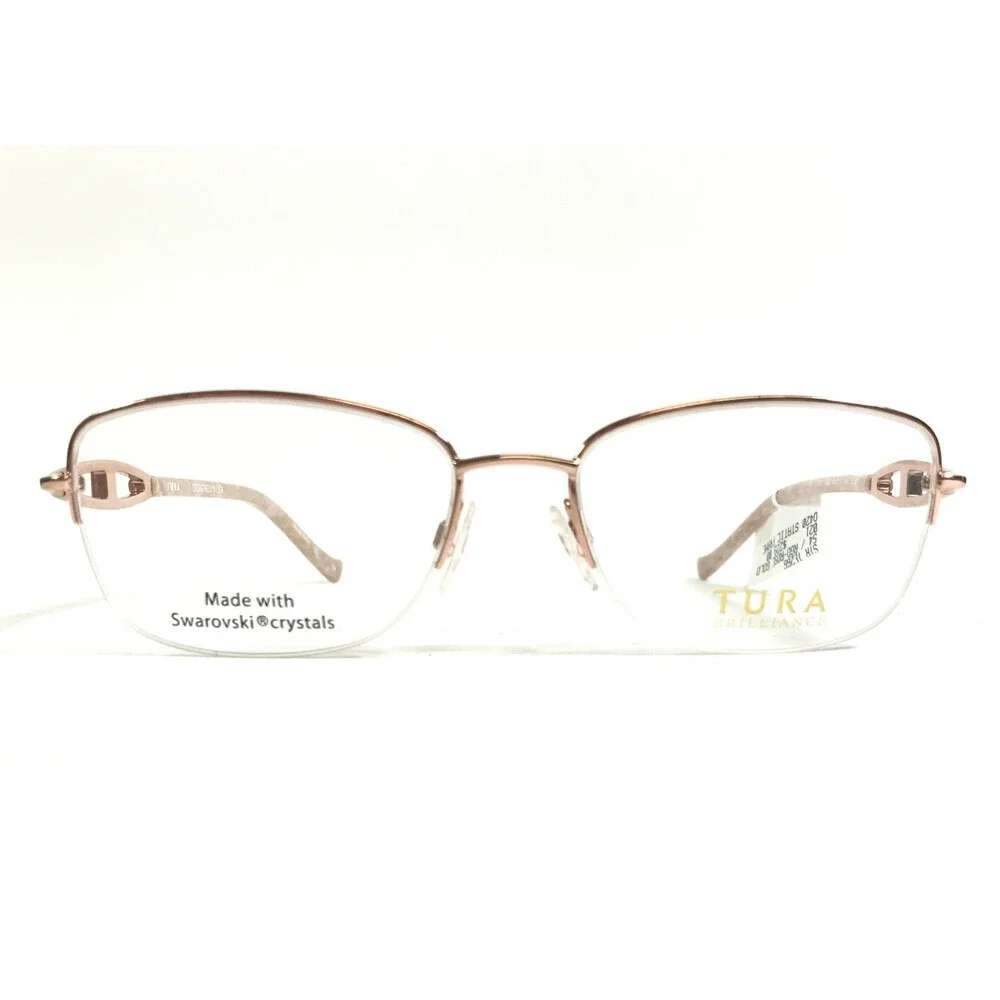 Tura Brilliance Eyeglasses Frames TE266 RGD Rose Gold Swarovski 54-17-140
